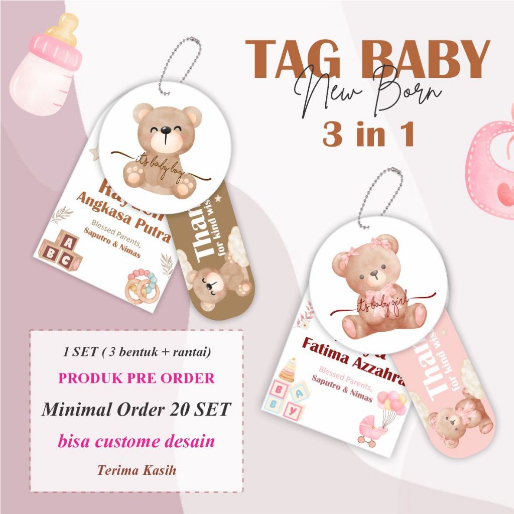 Tag Baby Newborn Hang Tag Souvenir Baby 3in1