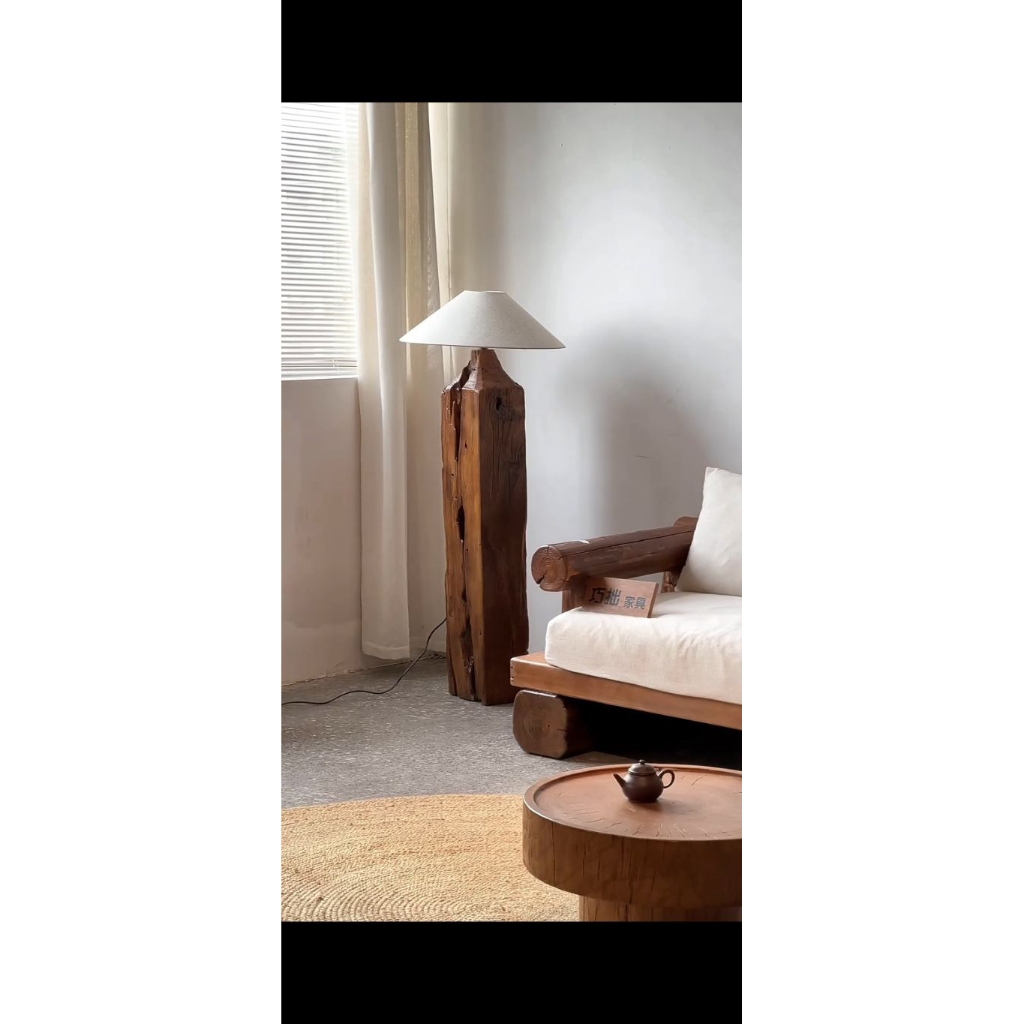 (Kayu Lama) Lampu tiang kayu jati antik rustic