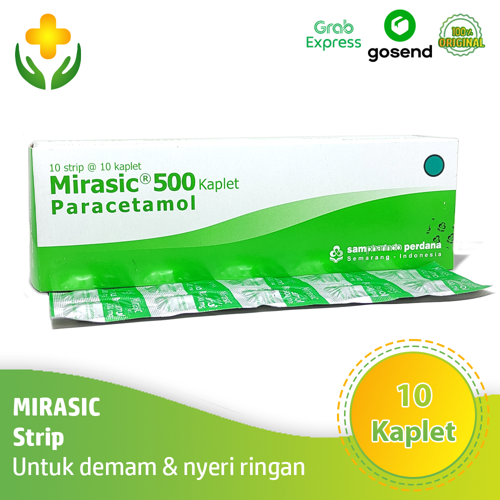 Mirasic 500 1 Strip 10 Kaplet - Obat Penurun Demam Nyeri Ringan | Paracetamol 500 mg