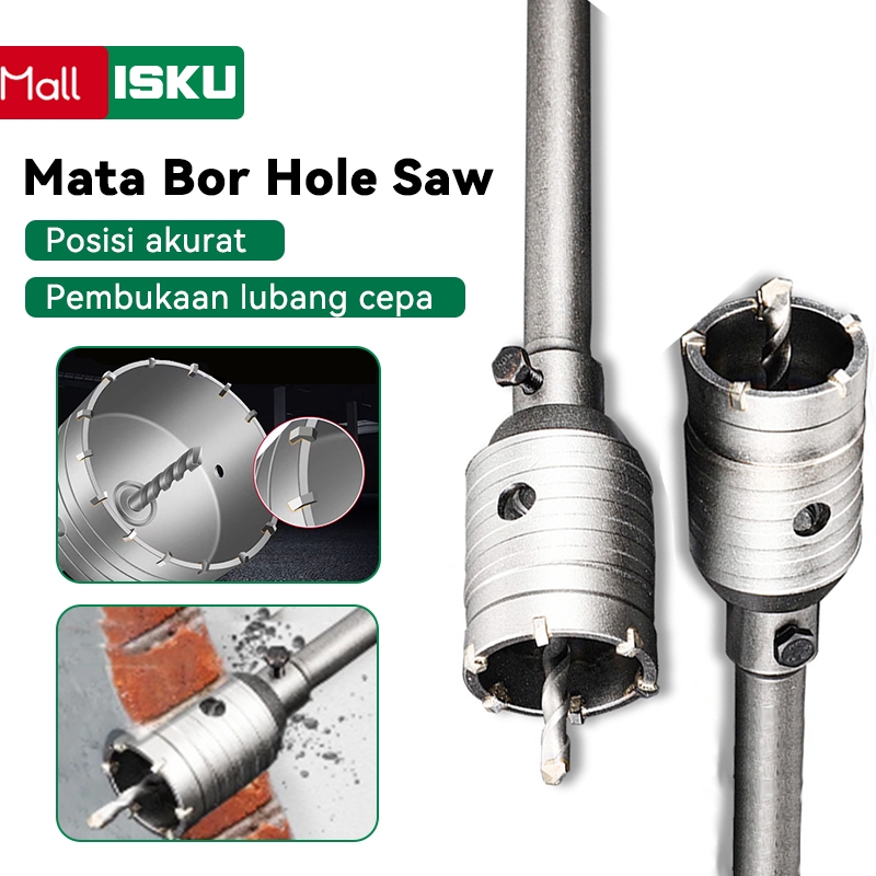 ISKU Mata Bor Hole Saw Set/SDS Plus Mata Bor Bobok Tembok Beton Hollow Core Drill Bit