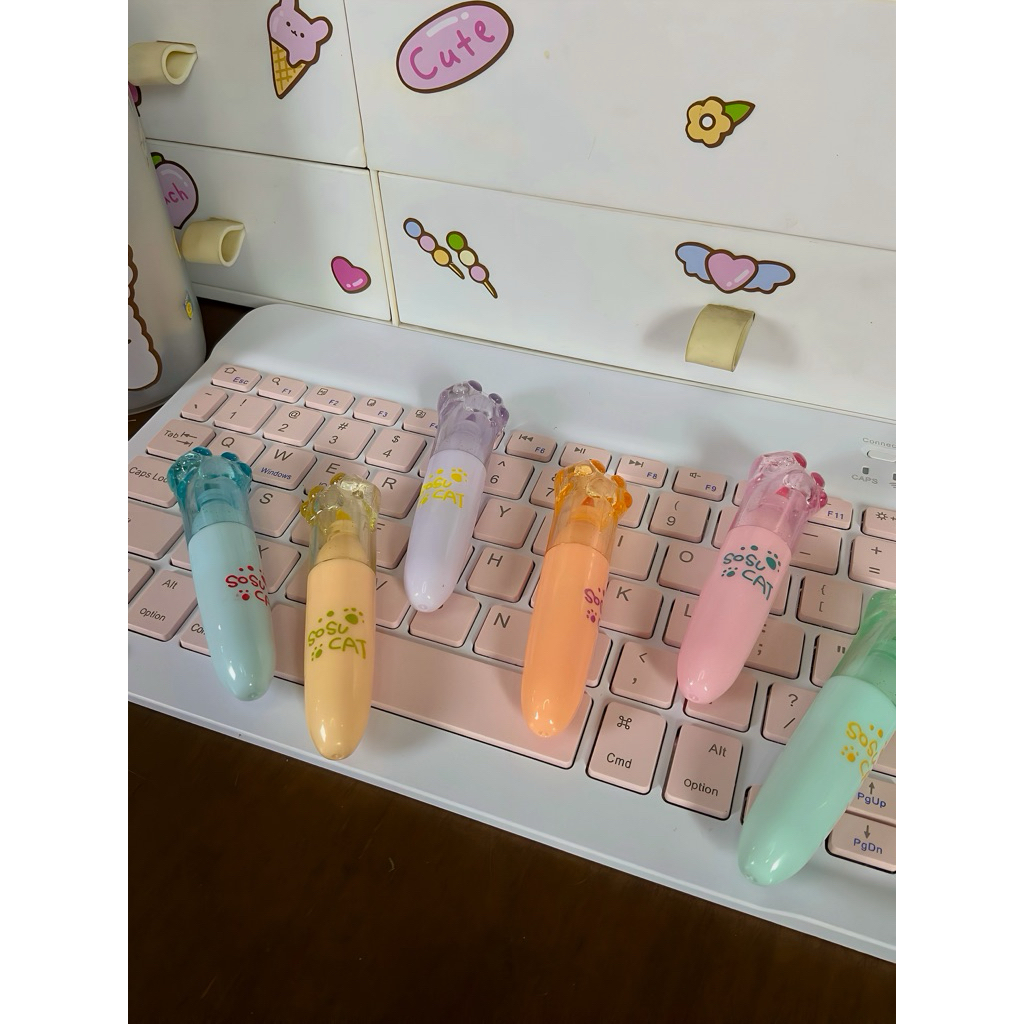 

6pcs stabilo paw/highlighter/penanda warna lucu