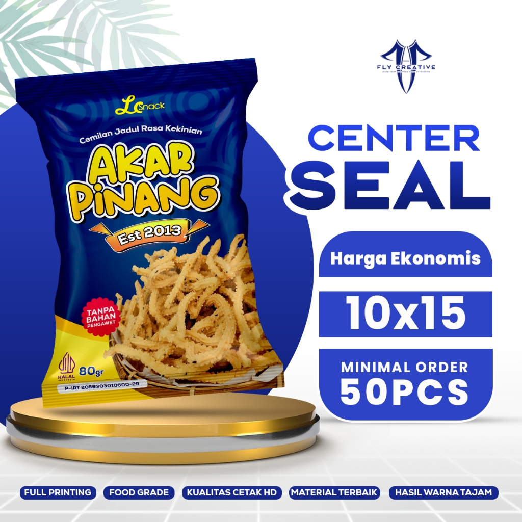 Fly Creative - Kemasan Center Seal Full Printing Custom 10x15 Minuman Bubuk Snack
