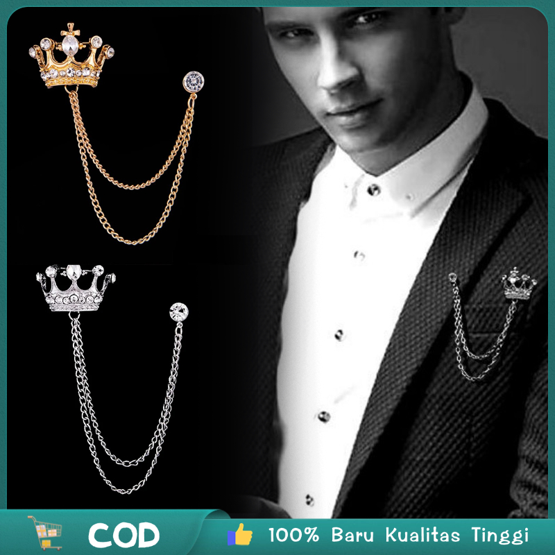 Bros Baju Rantai Vintage Crown Bros Rantai Jas Pria Lapel Pin Bros Jas Bentuk Crown Bros Jas Pria Ma