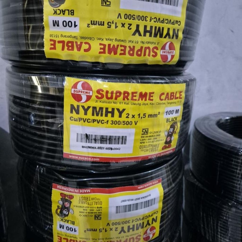 Kabel Serabut Supreme NYYHY 2 x 1.5 mm / Kabel NYYHY 2x1.5mm Supreme 100 meter