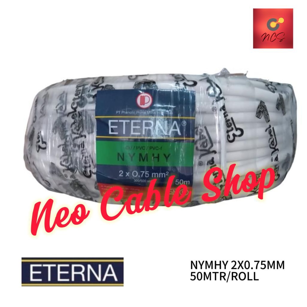 Kabel Eterna NYMHY 2X0.75 2X0,75 mm Rol 50 Meter
