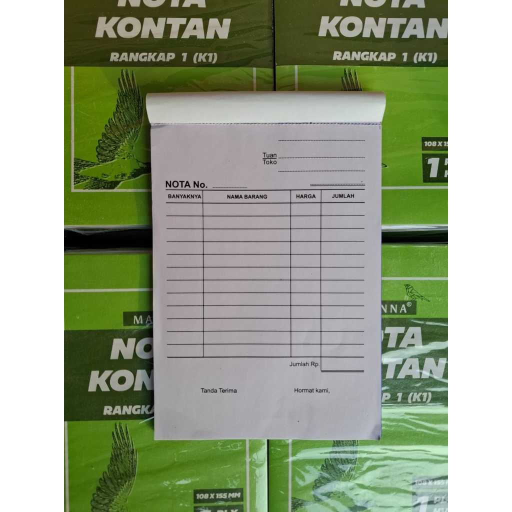 

Buku nota kontan kecil HVS 1 ply (nota 1 rangkap kecil)