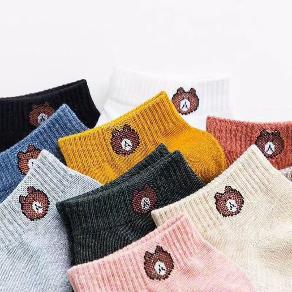 Kaos Kaki Wanita Brown" Lucu/Kaos Kaki Tebal Semata Kaki/Kaos Kaki Panda Lucu