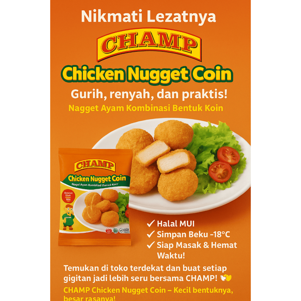 

CHAMP - Chicken Nugget Bentuk Koin 200gr