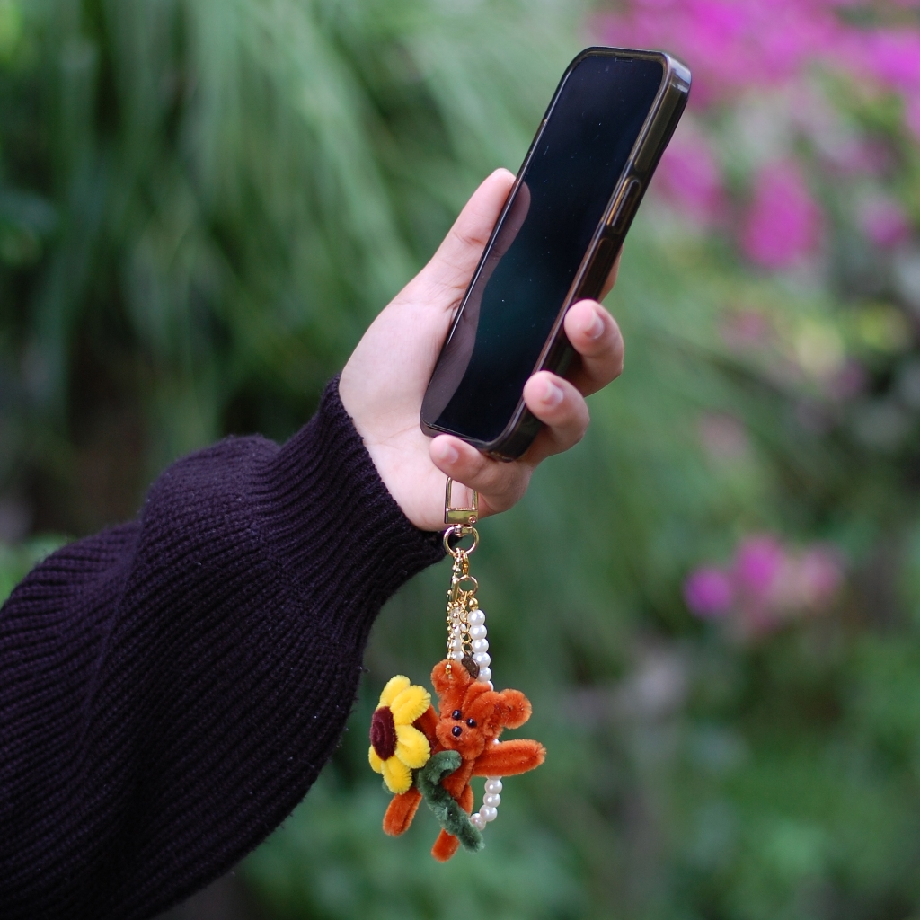 Gantungan kunci gantungan hp gantungan tas kawat bulu Beruang