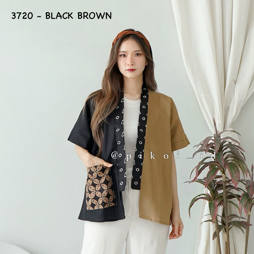 Unik Cardigan Batik Wanita Modern Katun Linen Polosan / Outer Etnik Wanita Simple Lengan Panjang 241