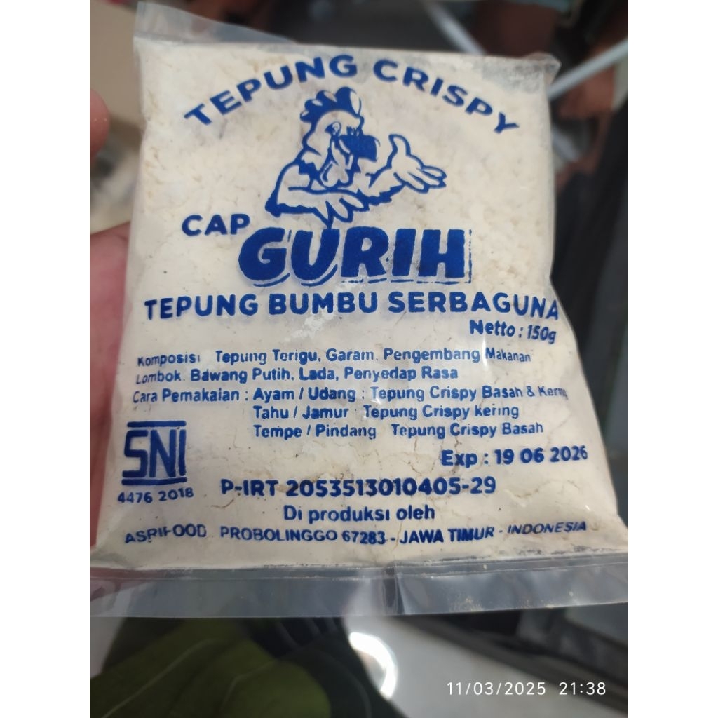 

Tepung Crispy Cap Gurih 150gr, Isi 10Bks