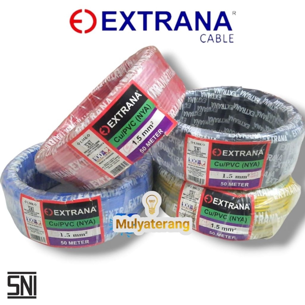 Extrana Kabel Listrik NYA Extrana 1.5mm Panjang 50 meter Kabel Tunggal NYA