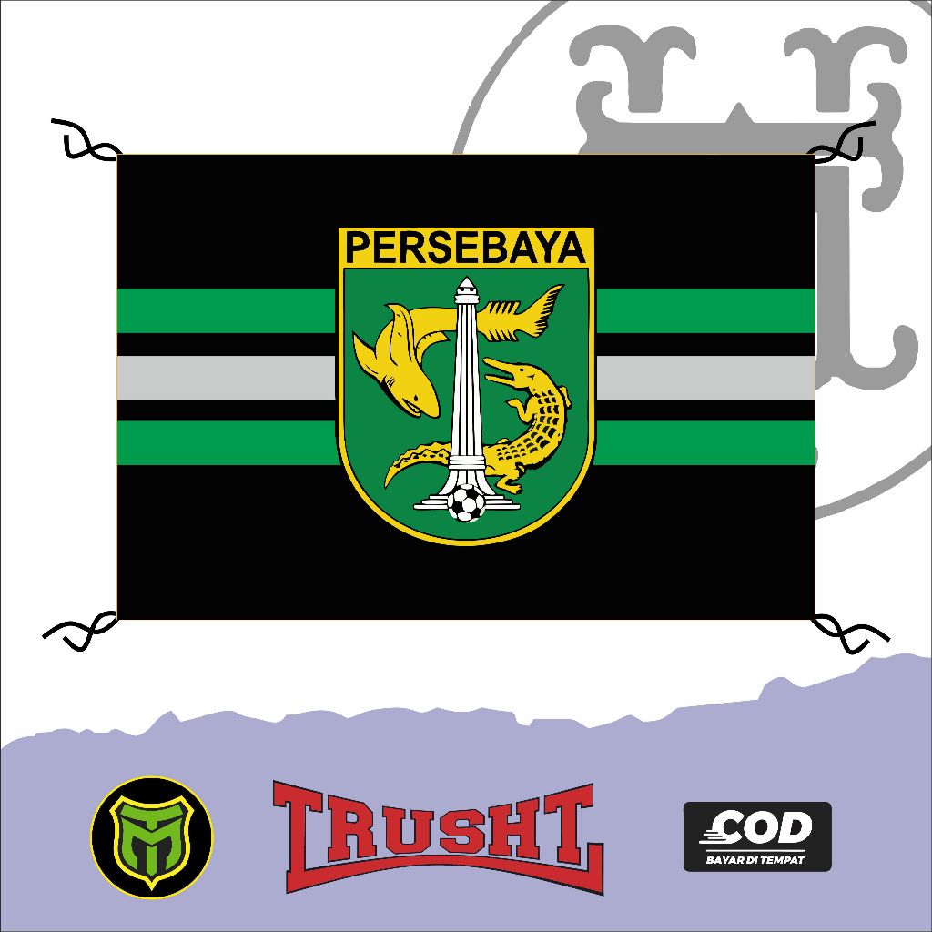 Bendera suporter Persebaya Bendera kain Tc 90X60cm