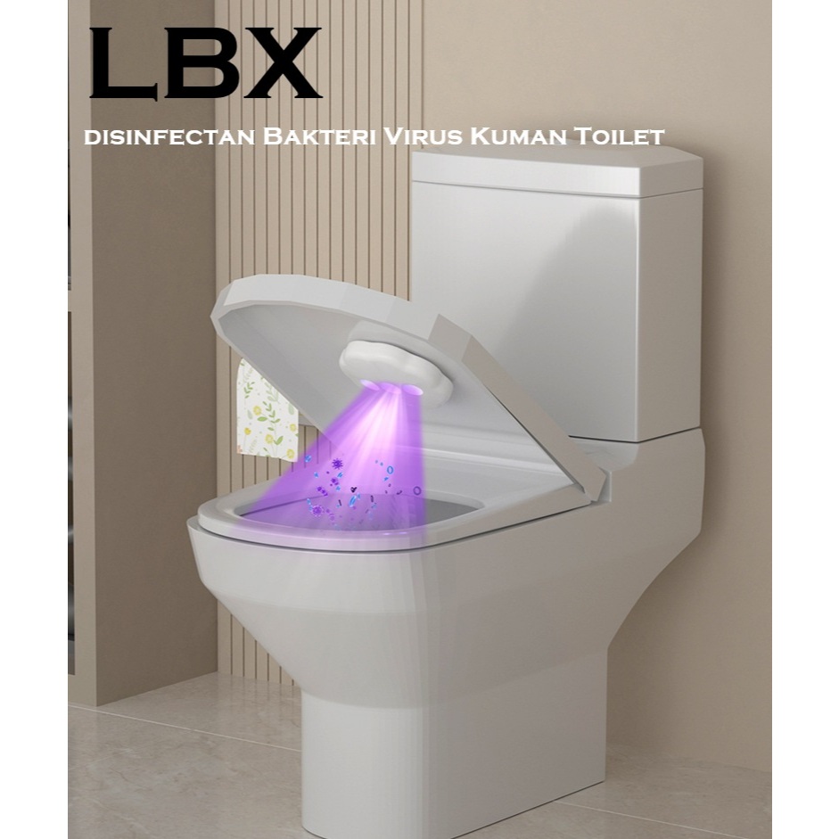 LBX Lampu Automatis Tutup Toilet UVC Sterilizer Disinfectan Disinfect Lamp Smart Toilet UV C UV-CLamp Sterilizing Deodorizing Menghilangkan Bau Bakteri Virus Kuman jamur Hepatitis Corona Salmonella anti air IPX uv-800 USB CHARGE baterai