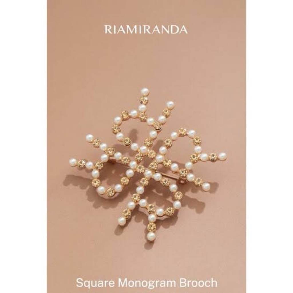 Ria Miranda Square Monogram brooch - Rosegold (PRELOVED)