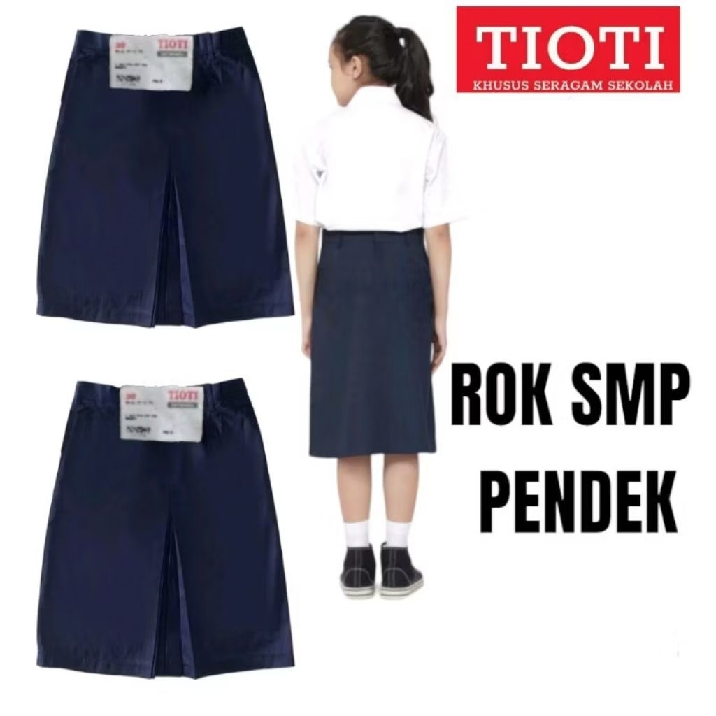 TIOTI SMP ROK BIRU PENDEK BIKU 1 SERAGAM SEKOLAH KATUN TEBAL