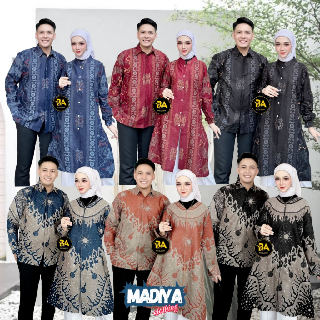 Batik Couple Sania Ruffle Set Pakaian Couple Baju Batik Couple Premium