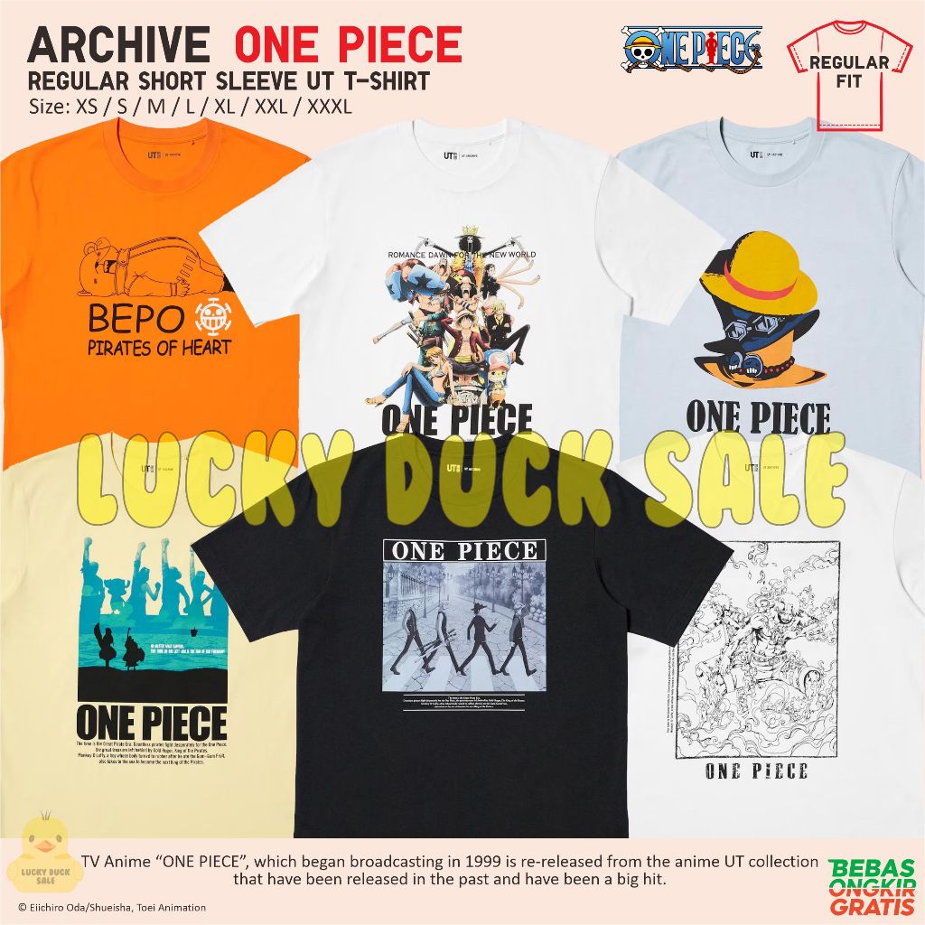 UNIQLO One Piece UT Archive Regular Shirt Anime Kaos Luffy Ace Bepo Romance Dawn