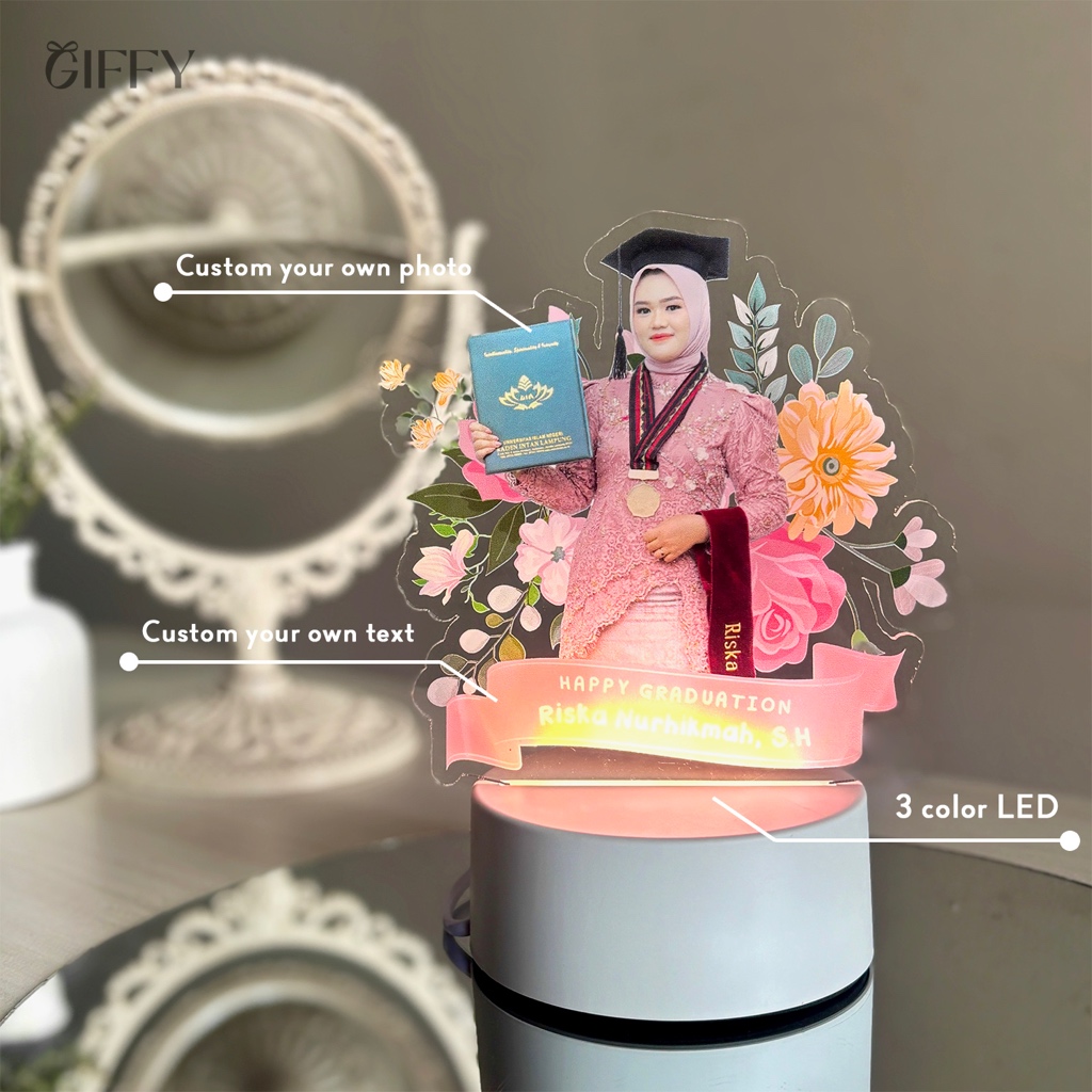 Qsh - PROMO 2.2 Charm Lamp - Hadiah Wisuda Kelulusan Graduation Custom Gift Akrilik Acrylic Hampers