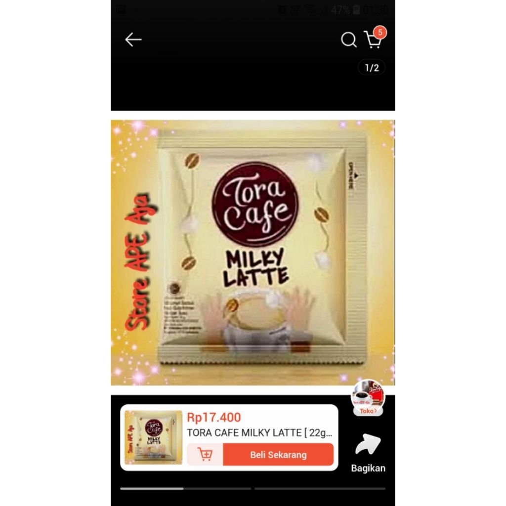 

TORA CAFE MILKY LATTE [ 22gr X 10 Sachet ]