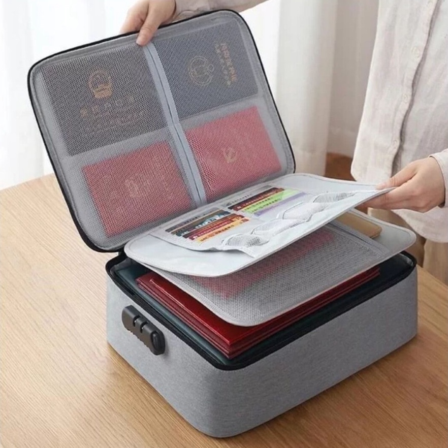 KODE T49E Tas koper Dokumen Anti Air Password Travel Bag Penyimpanan surat penting  tas dokumen temp