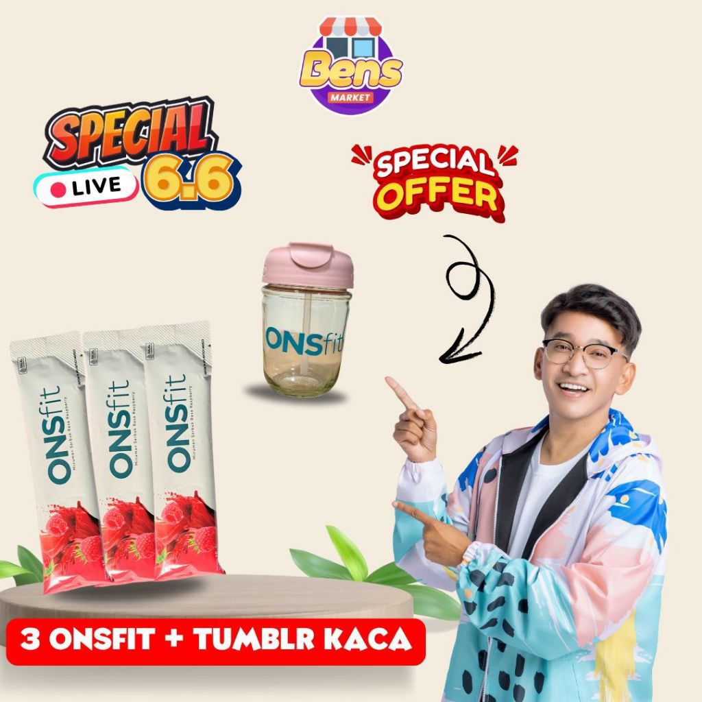 

Spesial 6.6 - Onsfit 3 sachet Free Tumbler Gelas Kaca Rendom By Bens Market