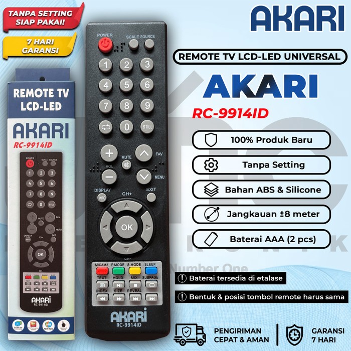 Akari Remote TV LCD-LED Universal RC-9914ID REMOT RC-9914AS ORIGINAL