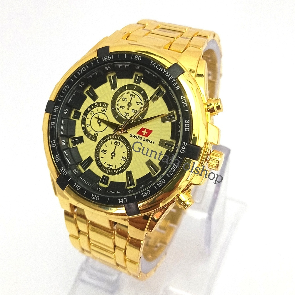 Jam tangan fashion rantai stainless bulat pria elegan keren murah terlaris hitam rose gold,Jam cowok