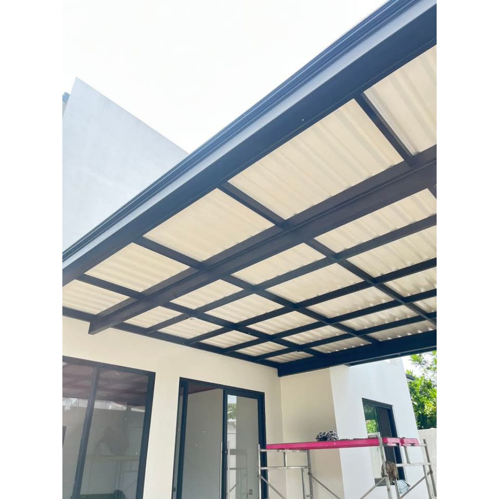 kanopi atap alderon profil rangka besi hollow galvanis 5x10 kombinasi 4x6,tihang gawang wf 150 terpi