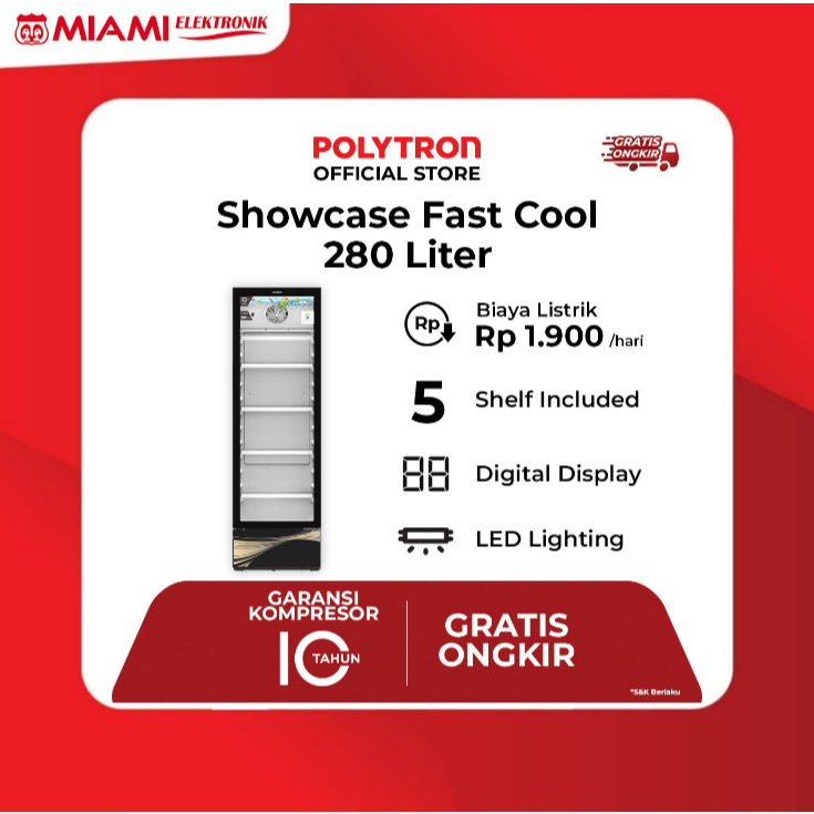 POLYTRON SCN 287 / SCN287 NEW 2025 Showcase 280 Liter 190 Watt 5 Rak