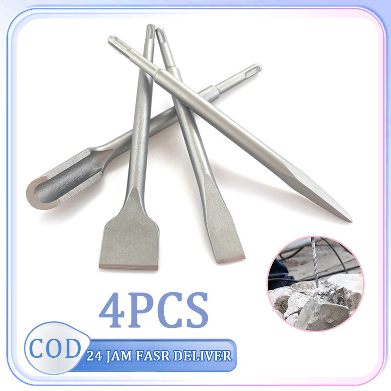 4pcs Pahat Bobok Beton Pahat Flat Chisel Bobok Beton Tembok Mata Bor Bobok Beton Panjang