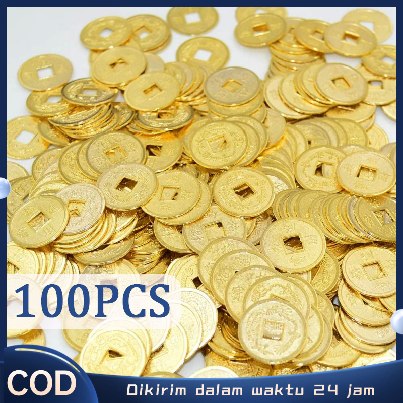 100pcs Koin Kuno Asli 2 Sisi Koin Feng Shui Uang Koin Uang Koin Kuno China Logam Ukuran 1cm