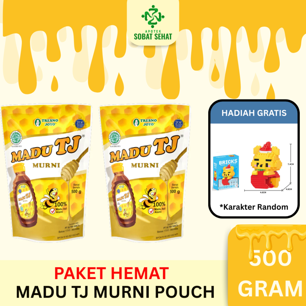 

[PAKET HEMAT] Free Bricks @2 PCS Madu TJ Murni 500gr Refill Pouch 500 gram