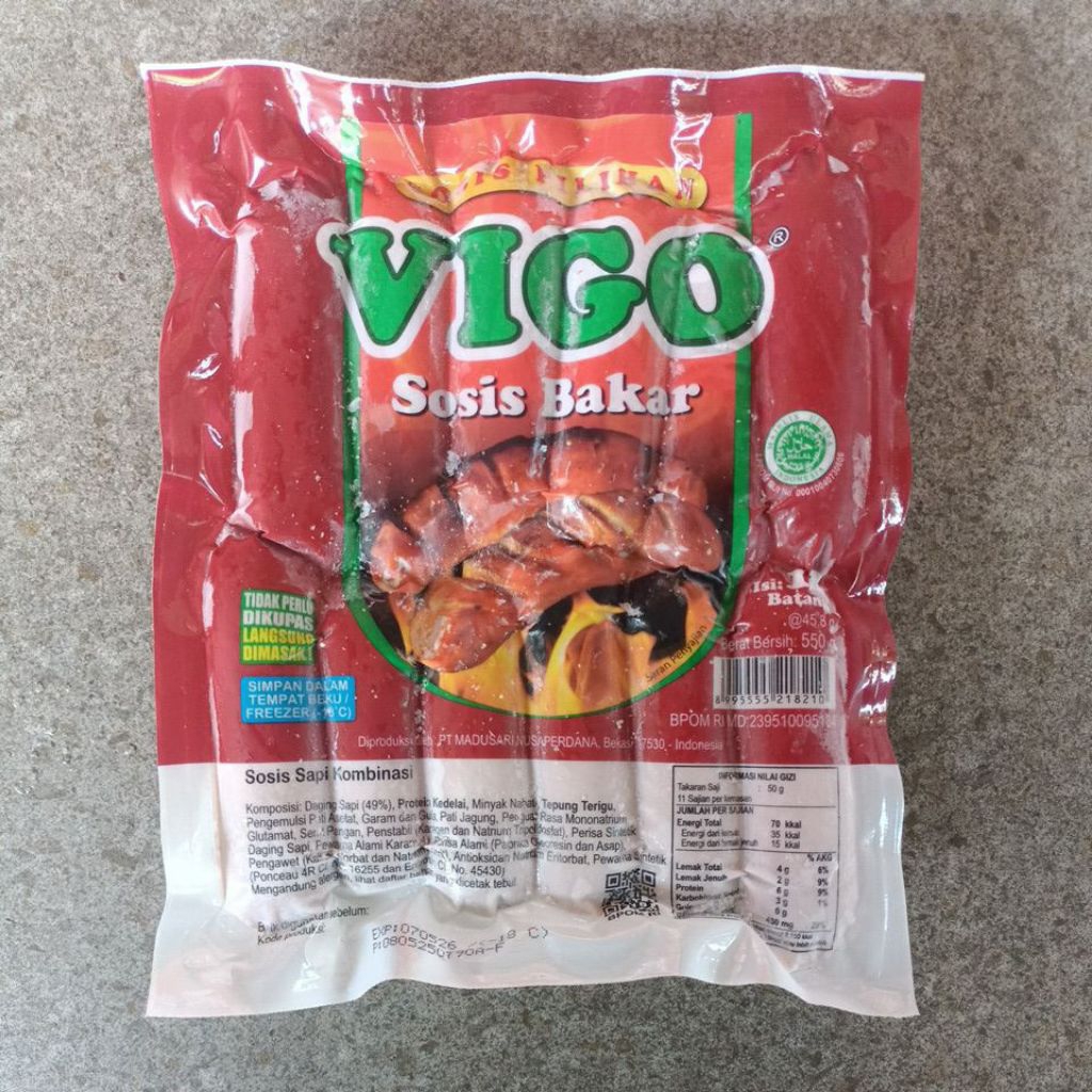 

Vigo Sosis Bakar Jumbo Sapi isi 6 pc 500 gram bd