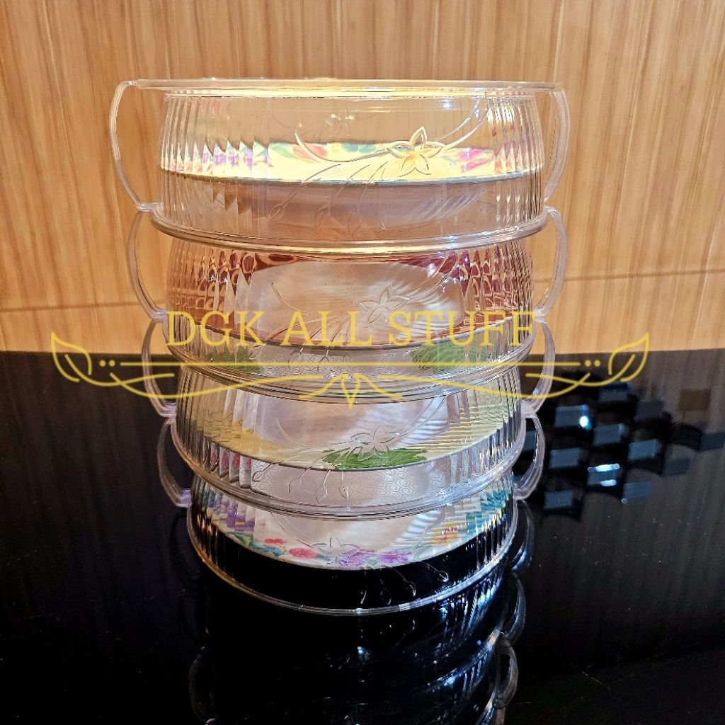 Tudung Saji Susun Rak Tempat Wadah Penyimpanan Makanan Lauk Sayur Snack Buah Bulat Susun 4 Empat Tin