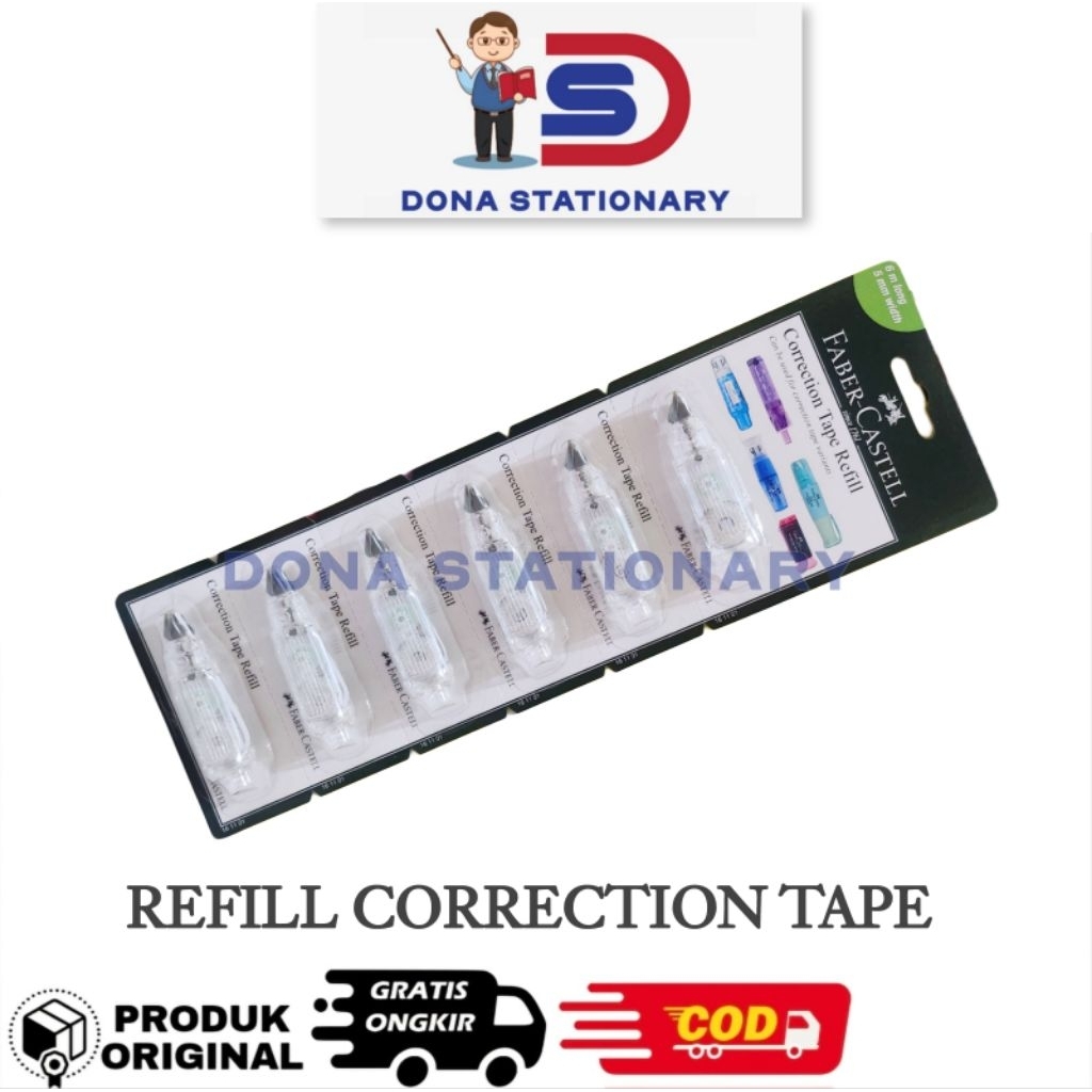 

D3W! FABER CASTELL Refill Correction Tape QJR QAR QBR QDR / Isi Ulang Tip ex Kertas FABER CASTELL