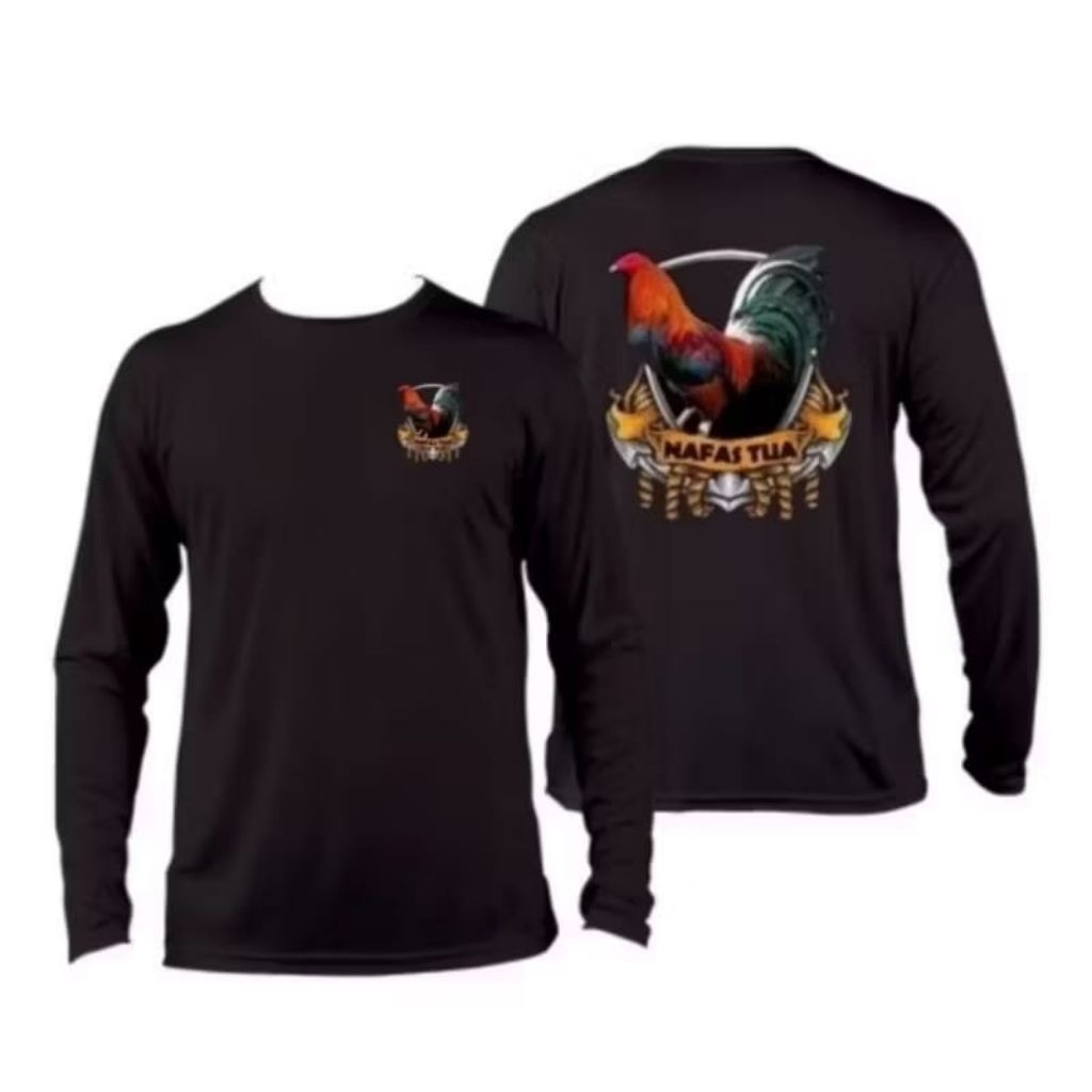 KAOS LENGAN PANJANG AYAM NAFAS TUA CORAK//KAOS AYAM BANGKOK
