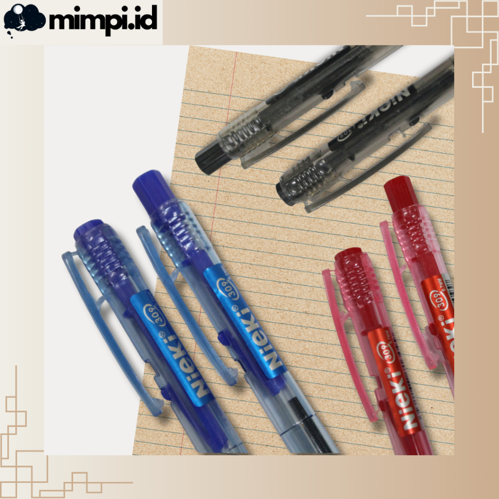 

Pulpen Ballpen Nieki Stationary Alat Tulis Mekanik 0.7mm Hitam, Biru, Merah