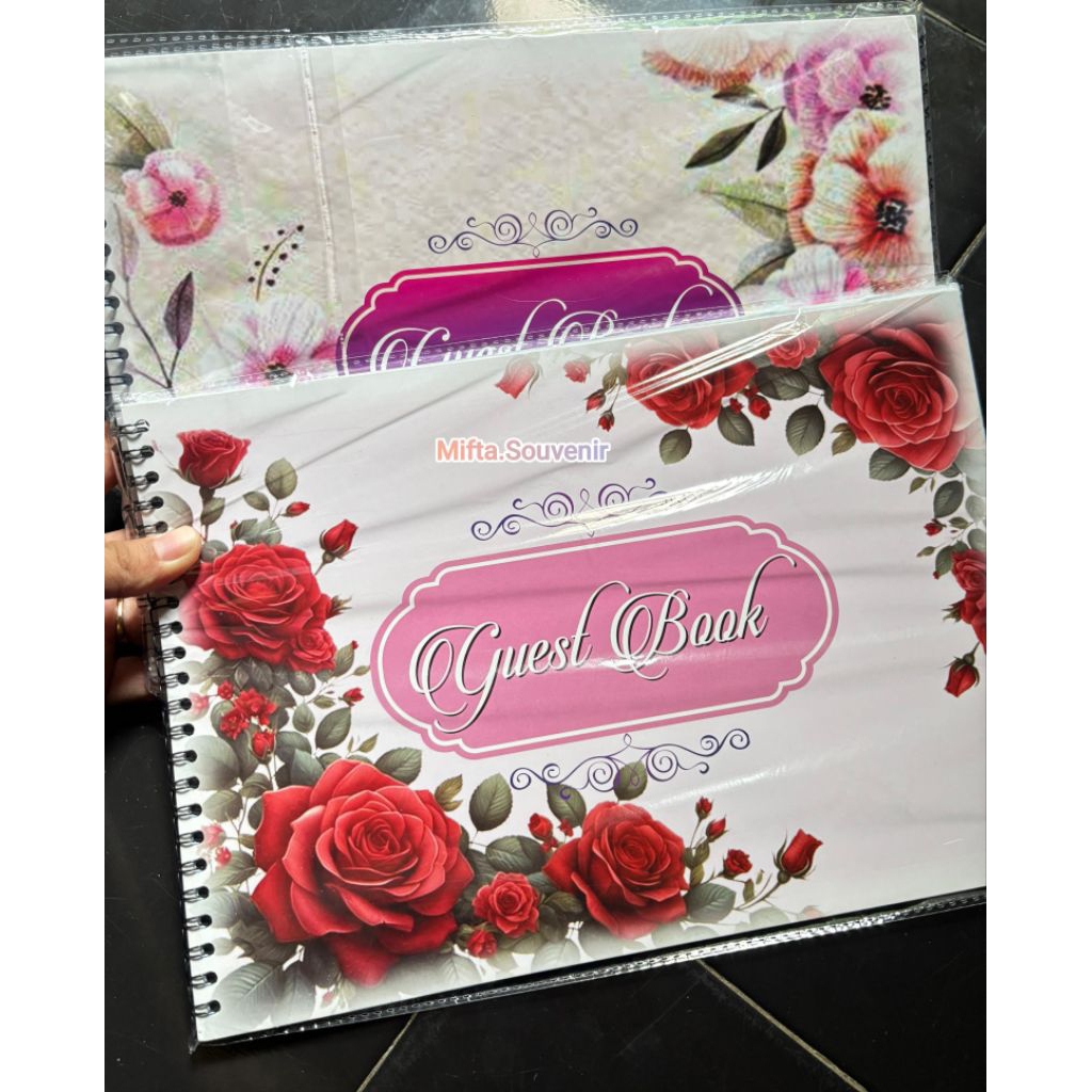 

(isi 2pcs) buku tamu/guest book motif bunga mewah