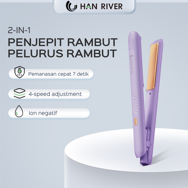 HAN RIVER Catokan Rambut Mini 2in1 Lurus dan curly catokan Rambut Multifungsi Low Watt/Portabel