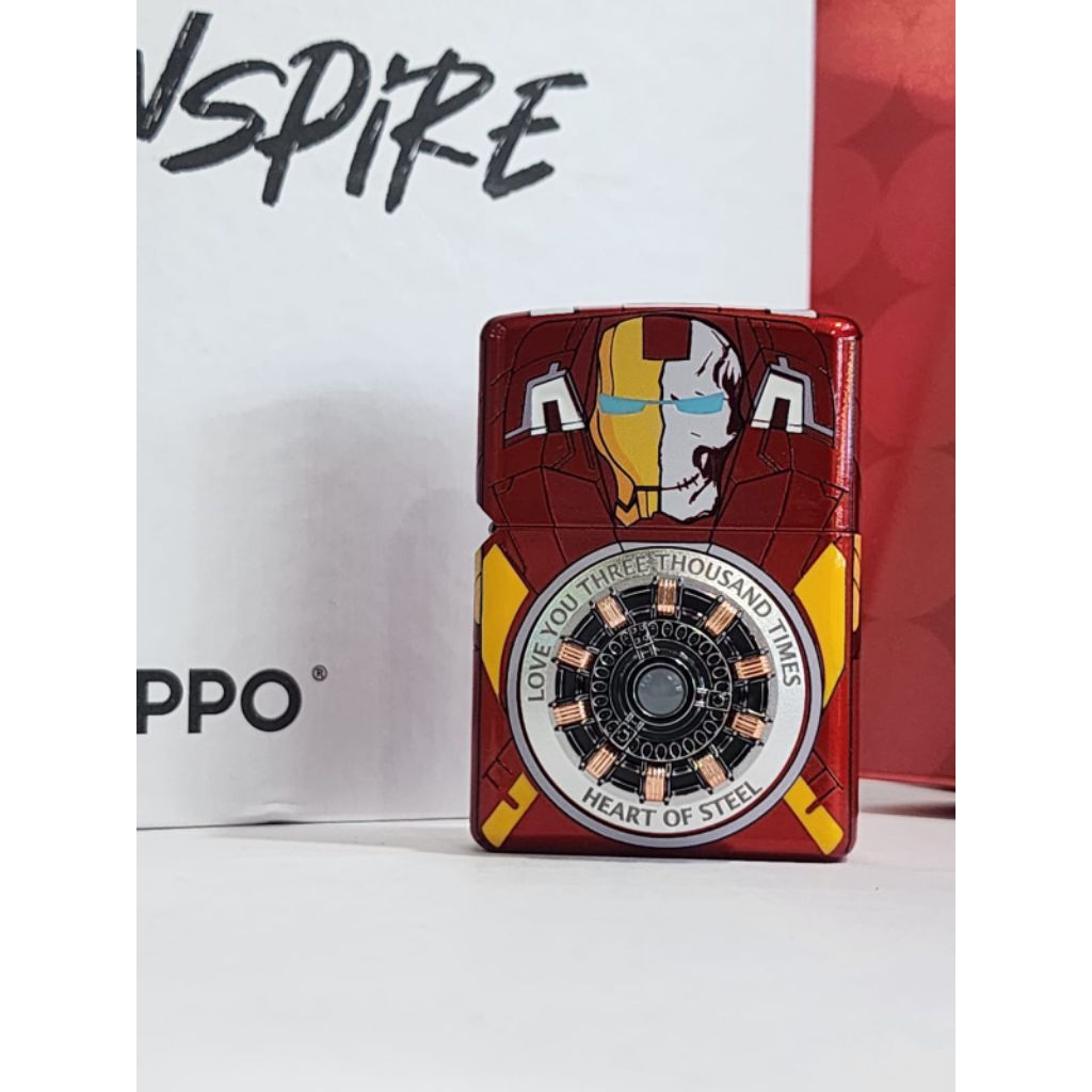 Original Zippo Jacket Iron Man Marvel Design W glowing Arc Reactor 6 sisi.