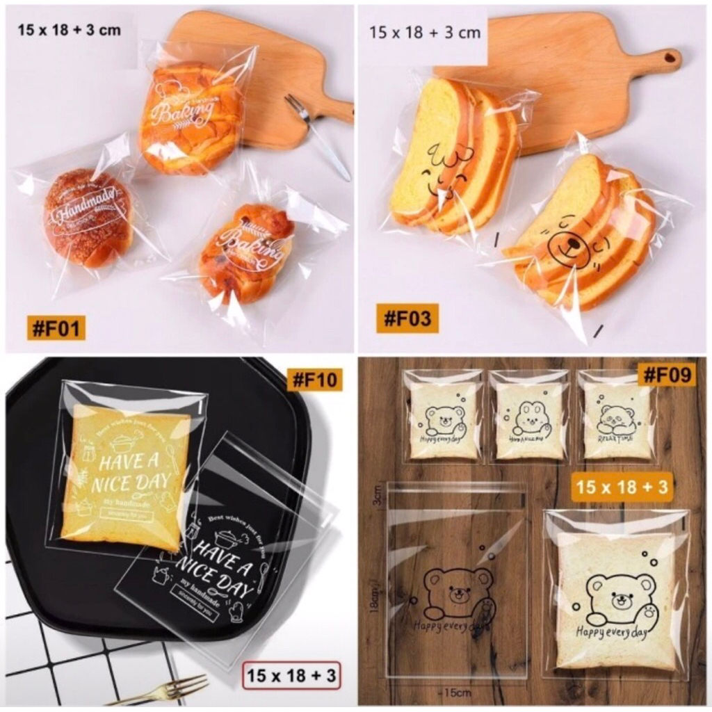

PREMIUM Plastik roti 15x18cm Plastik kantong roti tawar sisir sobek isi 10pc