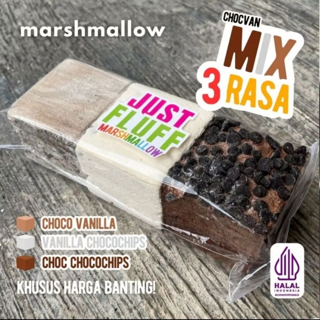 

Marshmallow JustFluff MIX CHOCO VANILLA [ 3 KOTAK 3 RASA ] JustFluff Marshmellow [1 Pack] HALALLL