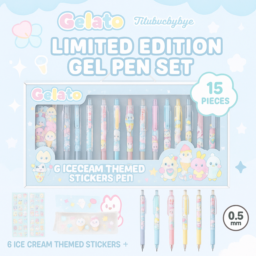

STATIONERY GIFT BOX PULPEN SET / ALAT TULIS SEKOLAH FULL SET 15 PCS / GELATO MODEL