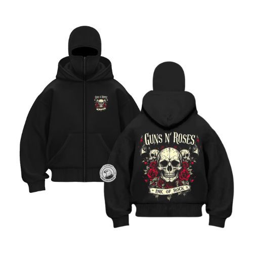 Lazarus Jaket Balaclava Sweater Hoodie Zipper Unisex Cotton Plecce Sz M-XXL Black Guns N Roses Good 