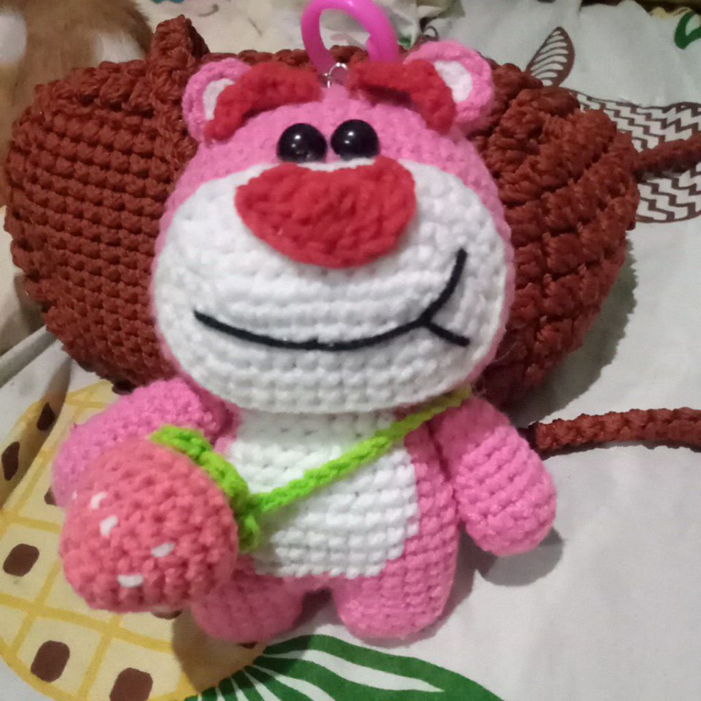 crochet lotso bear amigurumi keychain lotso