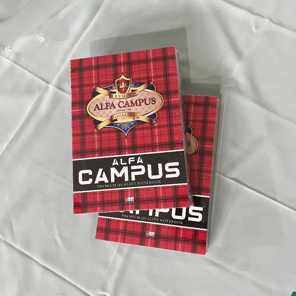 

Buku tulis campus AlFA pendek/quarto A5 38 dan 58 lembar (1pak isi 10pcs buku)