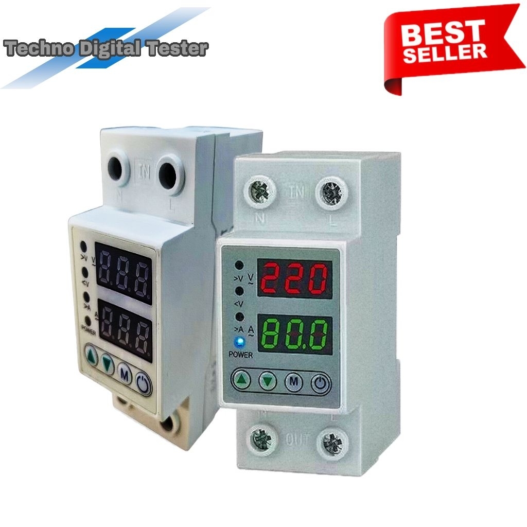 MCB Digital Protector Protactor - MCB Listrik - MCB Digital Din Rail Over Voltage Current Protector 