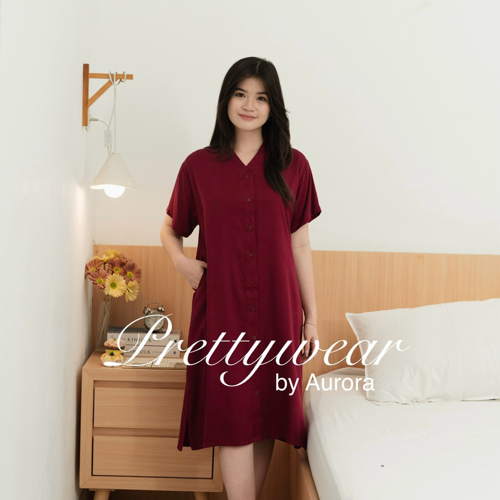KIANA DRESS | MIDI DRESS TUNIK DASTER PIYAMA HOMEDRESS HOMEWEAR ATASAN BAWAHAN PAKAIAN WANITA BAJU C