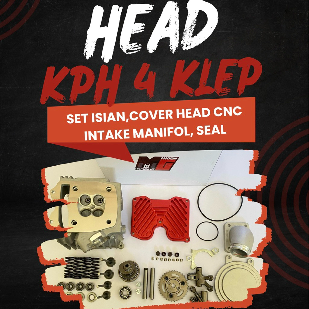 Head KPH 4 Klep Set Isian ( Supra / Kharisma ) Termasuk Cover Head CNC